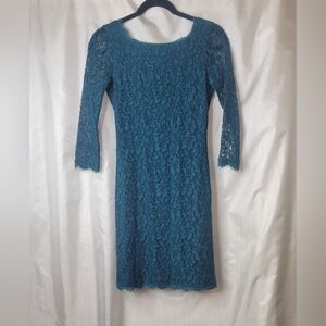 Diane Von Fustenberg Zarita lace dress, turquoise color